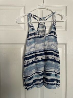Mudd Womens size Small 100% Rayon Blue Striped Racerback Tank Top